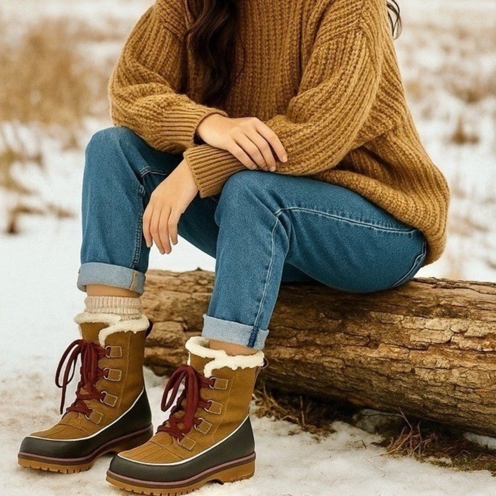 Apres by Lamo "Kristi"" Water Resistant Lace-Up Boots w/ Faux Fur Trim